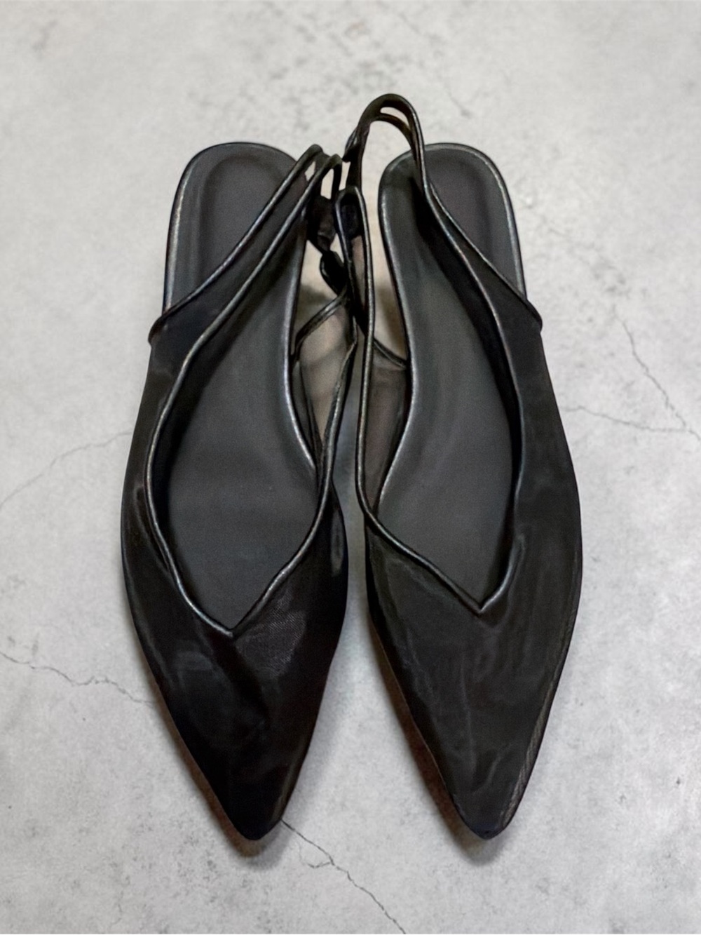 Women's Black Pointed Slingback Flats